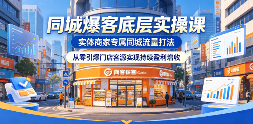 同城爆客底层实操课，实体商家专属同城流量打法，从零引爆门店客源实现持续盈利增收-代码㊙️阁