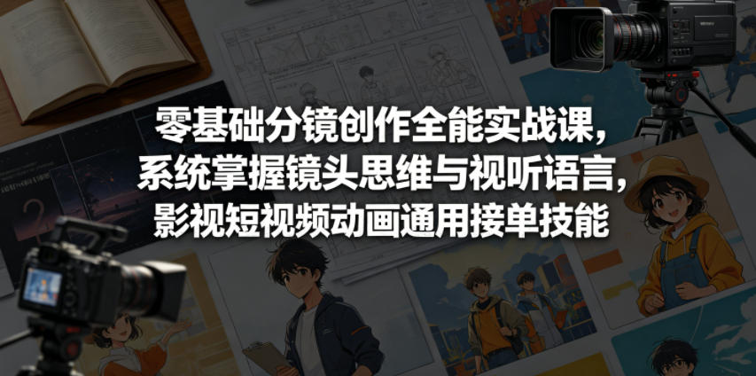 零基础分镜创作全能实战课，系统掌握镜头思维与视听语言，影视短视频动画通用接单技能-代码㊙️阁