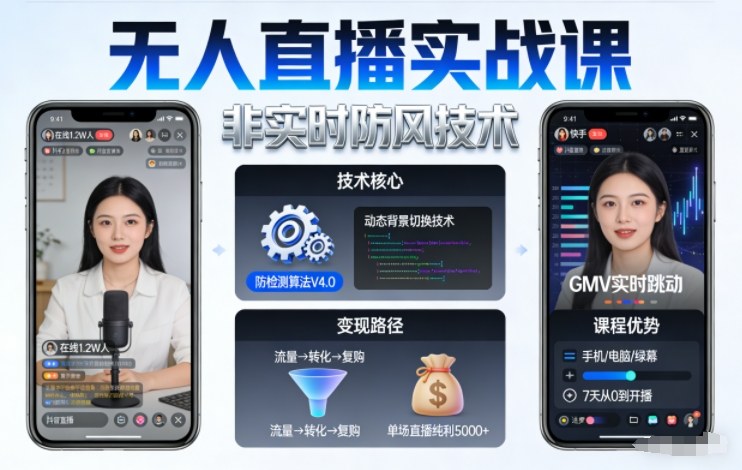 宝子哥无人直播实战课，非实时防风技术，聚焦抖音快手等平台直播带货，轻松开启直播变现之路(更新2026年5月29日)-代码㊙️阁