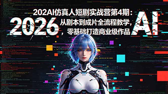 2026AI仿真人短剧实战营第4期：从剧本到成片全流程教学，零基础打造商业级作品-代码㊙️阁