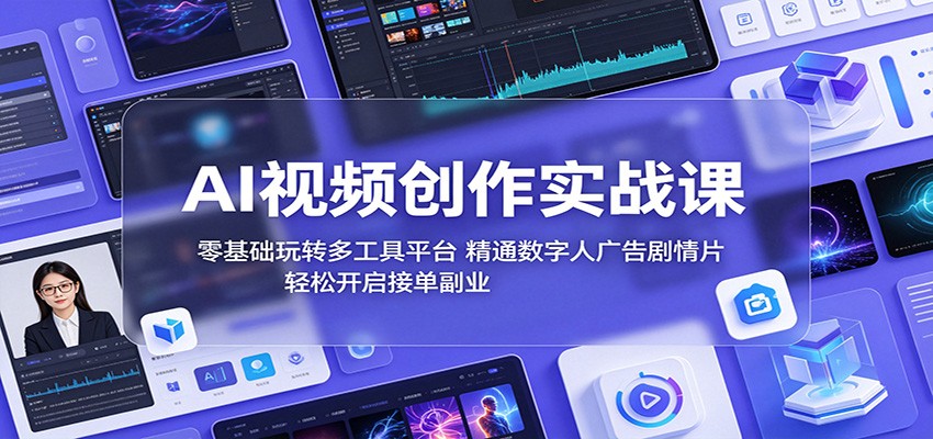 AI视频创作实战课：零基础玩转多工具平台，精通数字人广告、剧情片，轻松开启接单副业-代码㊙️阁