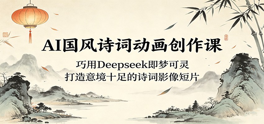 AI国风诗词动画创作课：巧用Deepseek即梦可灵，打造意境十足的诗词影像短片-代码㊙️阁
