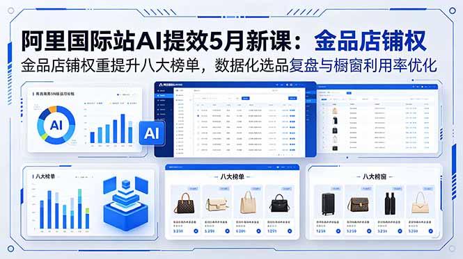 阿里国际站AI提效5月新课:金品店铺权重提升八大榜单,数据化选品复盘与橱窗利用率优化-代码㊙️阁