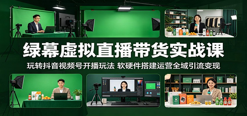 绿幕虚拟直播带货实战课：玩转抖音视频号开播玩法，软硬件搭建运营全域引流变现-代码㊙️阁