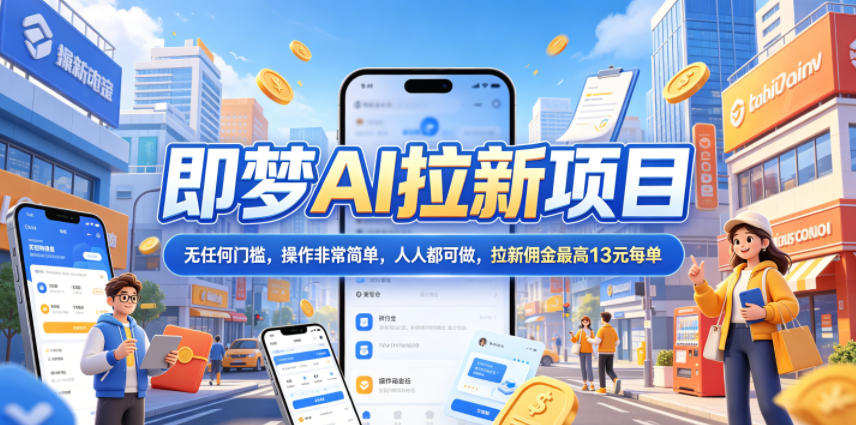 2026年即梦AI拉新项目最新玩法，无任何门槛，操作非常简单，人人都可做，拉新佣金最高13元每单-代码㊙️阁