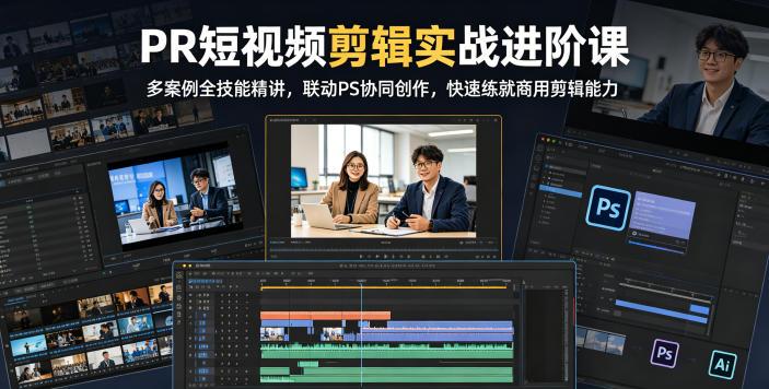 PR短视频剪辑实战进阶课，多案例全技能精讲，联动PS协同创作，快速练就商用剪辑能力-代码㊙️阁