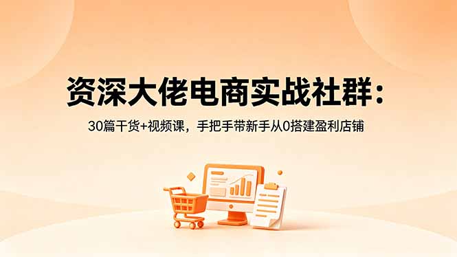 资深大佬电商实战社群：30篇干货+视频课，手把手带新手从0搭建盈利店铺-代码㊙️阁