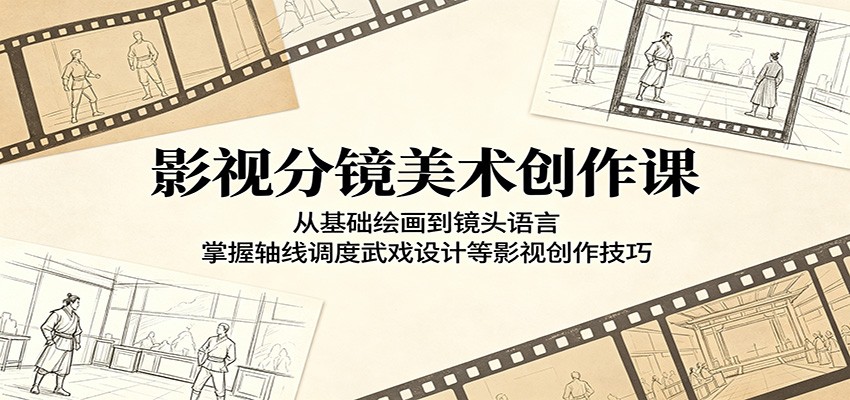 影视分镜美术创作课：从基础绘画到镜头语言，掌握轴线调度武戏设计等影视创作技巧-代码㊙️阁