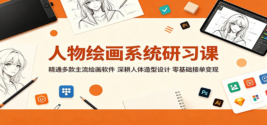 人物绘画系统研习课：精通多款主流绘画软件，深耕人体造型设计，零基础接单变现-代码㊙️阁