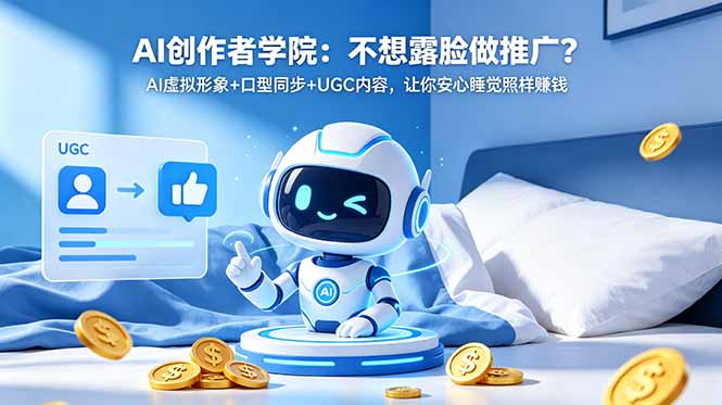 AI创作者学院：不想露脸做推广？AI虚拟形象+口型同步+UGC内容，让你安心睡觉照样赚钱-代码㊙️阁