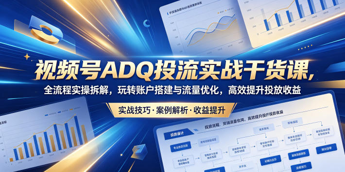 视频号ADQ投流实战干货课，全流程实操拆解，玩转账户搭建与流量优化，高效提升投放收益-代码㊙️阁