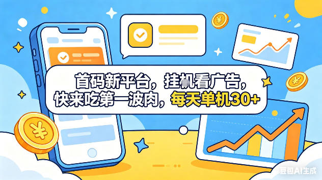 首码新平台，挂G自动看广告，快来吃第一波肉，每天单机30+，可矩阵放大【揭秘】-代码㊙️阁