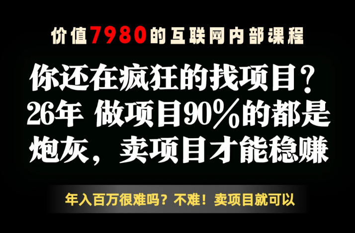 26年请不要疯狂的找项目了，卖项目远比你想象的暴利，你也可以月入10W+【揭秘】-代码㊙️阁