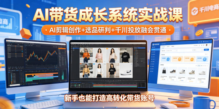AI带货成长系统实战课，AI剪辑创作+选品研判+千川投放融会贯通，新手也能打造高转化带货账号(更新2026年)-代码㊙️阁