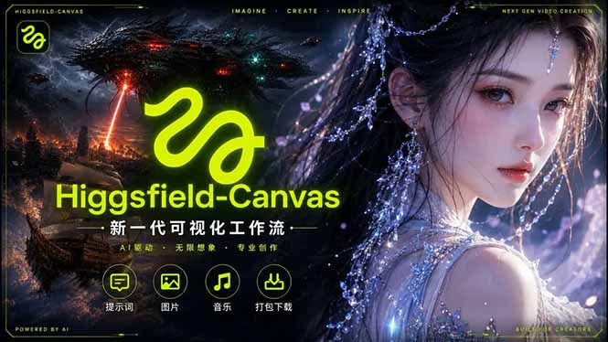 Higgsfield Canvas AI视频制作详解，节点式工作流搭建，重构新式视频创作完整教程-代码㊙️阁