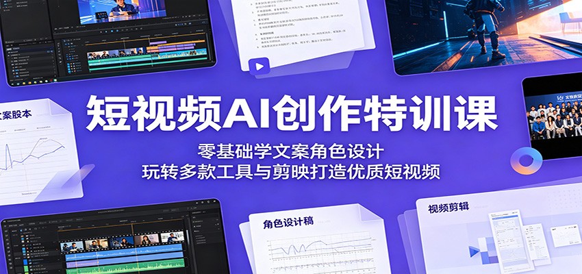 短视频AI创作特训课：零基础学文案角色设计，玩转多款工具与剪映打造优质短视频-代码㊙️阁
