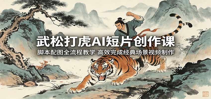 武松打虎AI短片创作课：脚本配图全流程教学，高效完成经典场景视频制作-代码㊙️阁