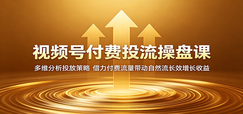 视频号付费投流操盘课：多维分析投放策略，借力付费流量带动自然流长效增长收益-代码㊙️阁