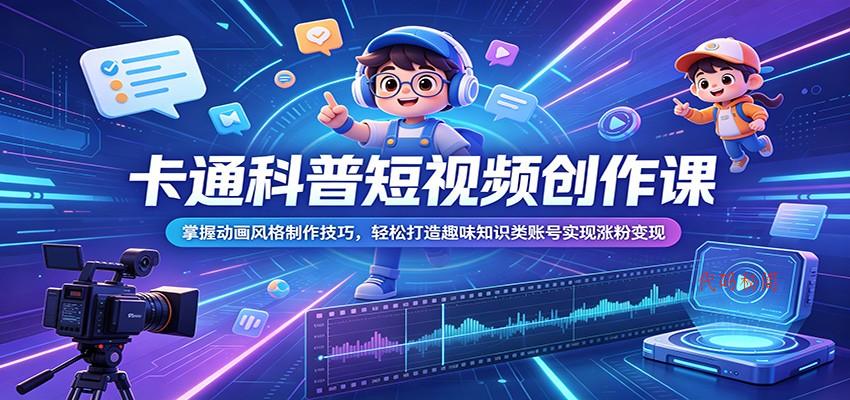 卡通科普短视频创作课：掌握动画风格制作技巧，轻松打造趣味知识类账号实现涨粉变现-代码㊙️阁