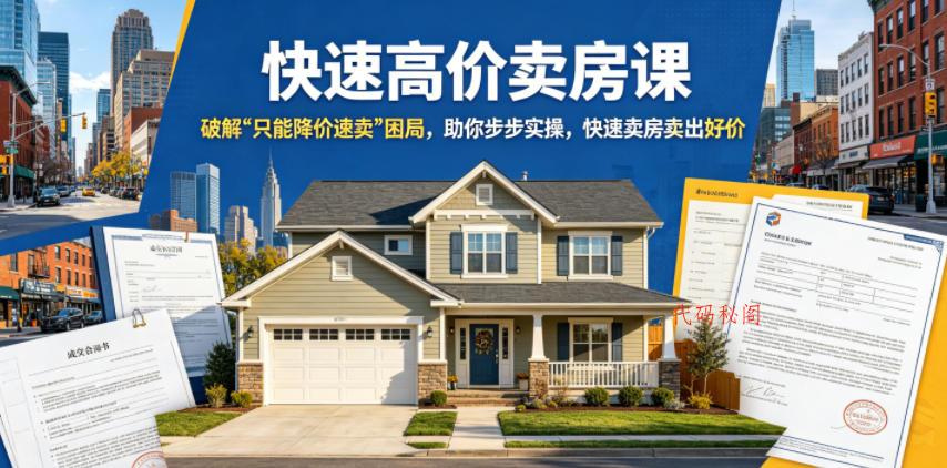 快速高价卖房课,破解“只能降价速卖”困局,助你步步实操,快速卖房卖出好价(更新2026)-代码㊙️阁