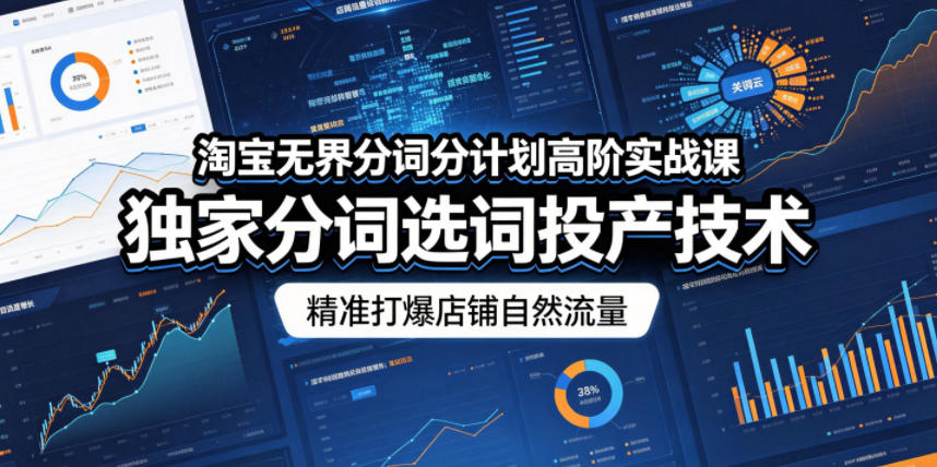 淘宝无界分词分计划高阶实战课，独家分词选词投产技术，精准打爆店铺自然流量-代码㊙️阁