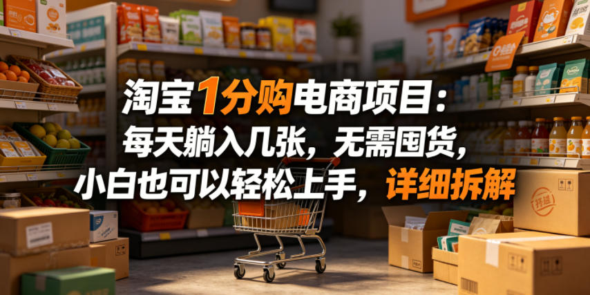 淘宝1分购电商项目：每天躺入几张，无需囤货，小白也可以轻松上手，详细拆解-代码㊙️阁