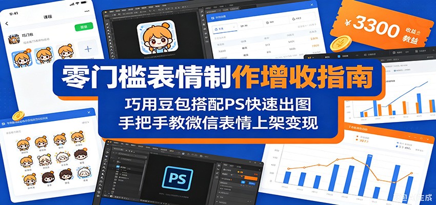 零门槛表情制作增收指南：巧用豆包搭配 PS 快速出图，手把手教微信表情上架变现-代码㊙️阁