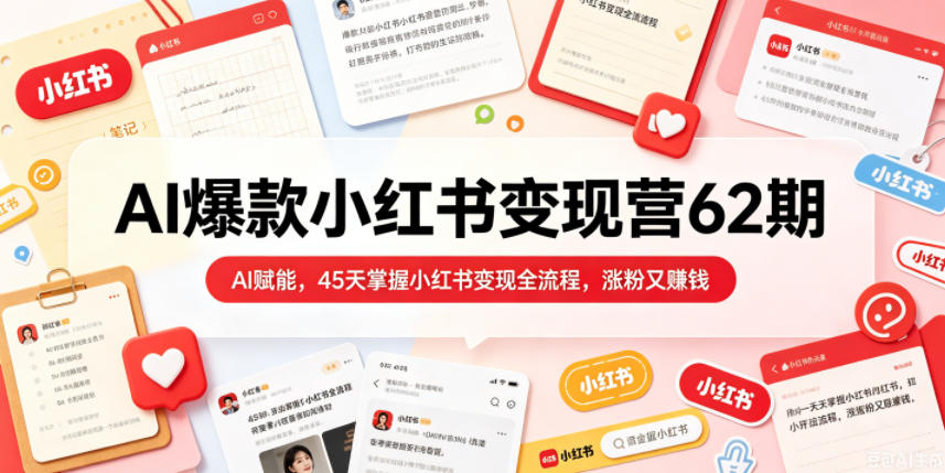 AI爆款小红书变现营62期2026年5月，AI赋能，45天掌握小红书变现全流程，涨粉又賺钱-代码㊙️阁
