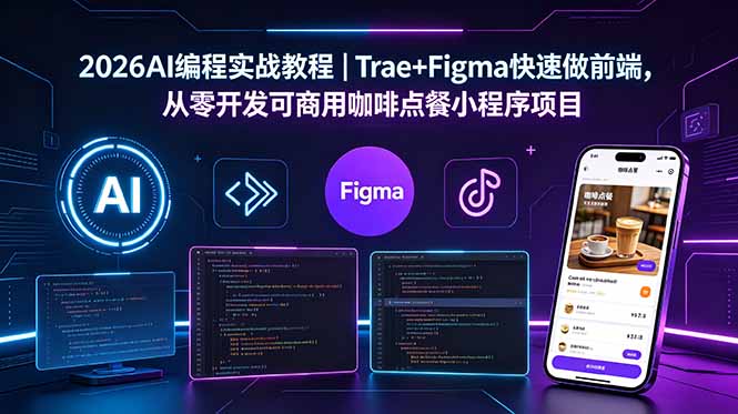 2026AI编程实战教程｜Trae+Figma快速做前端，从零开发可商用咖啡点餐小程序项目-代码㊙️阁