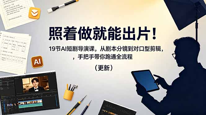 照着做就能出片！19节AI短剧导演课，从剧本分镜到对口型剪辑，手把手带你跑通全流程(更新-代码㊙️阁