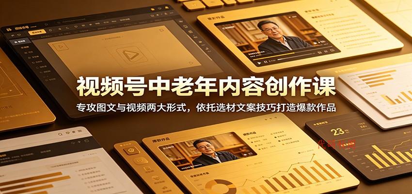 视频号中老年内容创作课：专攻图文与视频两大形式，依托选材文案技巧打造爆款作品-代码㊙️阁