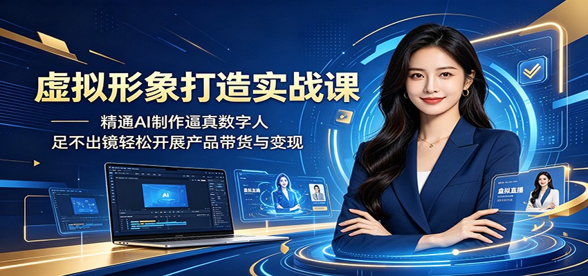 虚拟形象打造实战课：精通AI制作逼真数字人，足不出镜轻松开展产品带货与变现-代码㊙️阁