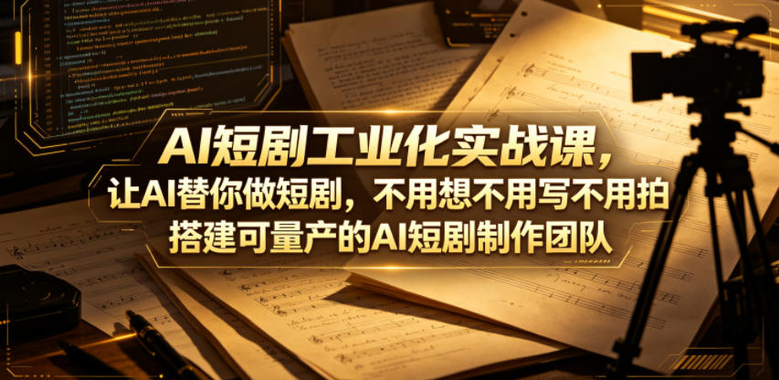 AI短剧工业化实战课，让AI替你做短剧，不用想不用写不用拍，搭建可量产的AI短剧制作团队-代码㊙️阁
