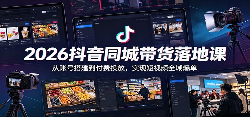 2026抖音同城带货落地课：从账号搭建到付费投放，实现短视频全域爆单-代码㊙️阁