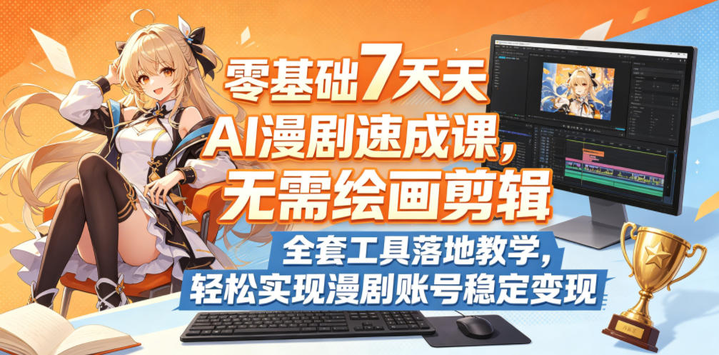 零基础7天AI漫剧速成课，无需绘画剪辑，全套工具落地教学，轻松实现漫剧账号稳定变现-代码㊙️阁