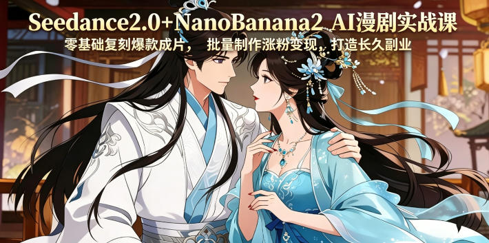 Seedance2.0+NanoBanana2 AI漫剧实战课，零基础复刻爆款成片涨粉变现，打造长久副业收益-代码㊙️阁