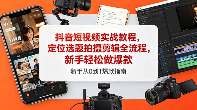 抖音短视频实战教程，定位选题拍摄剪辑全流程，新手轻松做爆款-代码㊙️阁