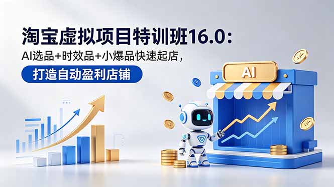淘宝虚拟项目特训班16.0：AI选品+时效品+小爆品快速起店，打造自动盈利店铺-代码㊙️阁