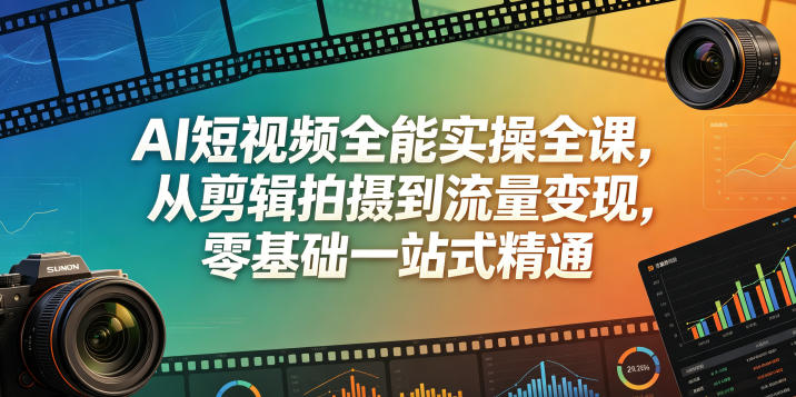 AI短视频全能实操全课，从剪辑拍摄到流量变现，零基础一站式精通-代码㊙️阁