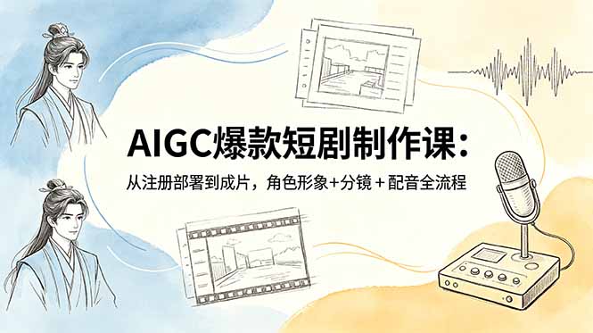AIGC爆款短剧制作课：从注册部署到成片，角色形象+分镜+配音全流程-代码㊙️阁
