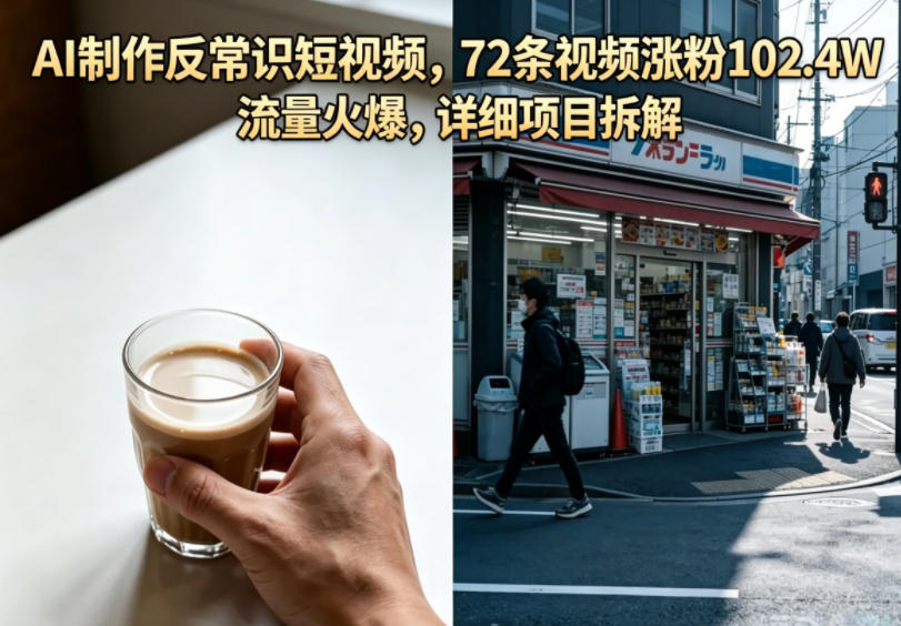 AI制作反常识短视频，72条视频涨粉102.4W，流量火爆，详细项目拆解-代码㊙️阁