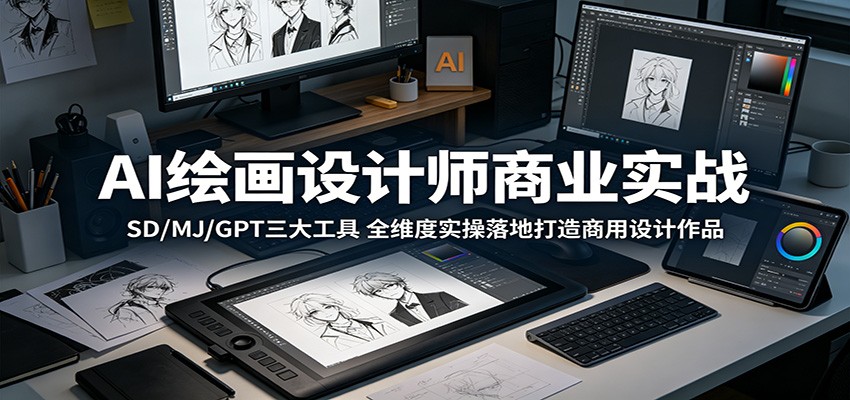 AI绘画设计师商业实战：SD/MJ/GPT三大工具，全维度实操落地打造商用设计作品-代码㊙️阁