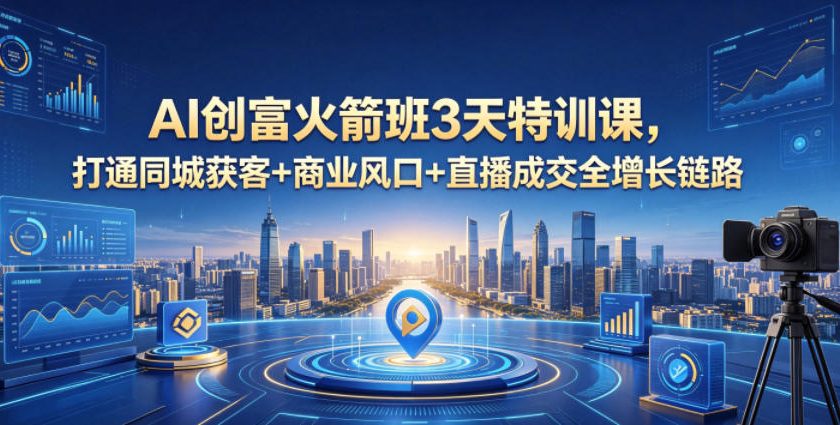 AI创富火箭班3天特训课,打通同城获客+商业风口+直播成交全增长链路,2026年4月新课-代码㊙️阁