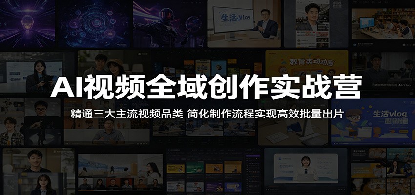 AI视频全域创作实战营：精通三大主流视频品类，简化制作流程实现高效批量出片-代码㊙️阁
