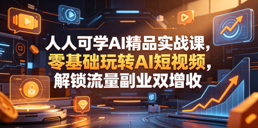 人人可学AI精品实战课，零基础玩转AI短视频，解锁流量副业双增收-代码㊙️阁