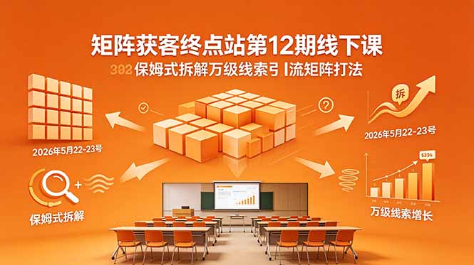矩阵获客终点站第12期线下课 2026年5月22-23号 保姆式拆解万级线索引流矩阵打法-代码㊙️阁