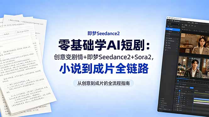 零基础学AI短剧：创意变剧情+即梦Seedance2+Sora2，小说到成片全链路-代码㊙️阁