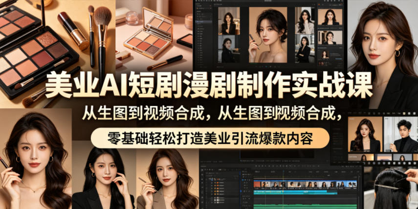 美业AI短剧漫剧制作实战课，从生图到视频合成，零基础轻松打造美业引流爆款内容-代码㊙️阁