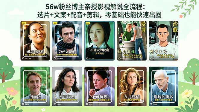56万粉丝博主亲授影视解说全流程：选片+文案+配音+剪辑，零基础也能快速出圈-代码㊙️阁