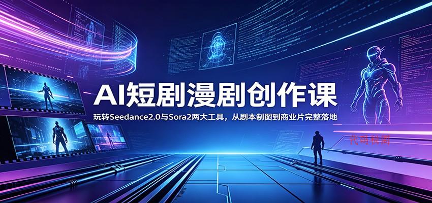 AI短剧漫剧创作课：玩转Seedance2.0与 Sora2两大工具，从剧本制图到商业片完整落地-代码㊙️阁